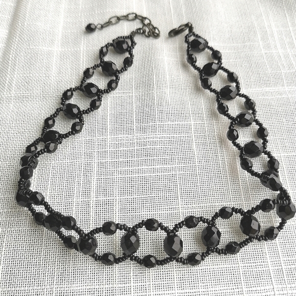 JET Black Czech Crystal Choker Necklace - Picture 2 of 2